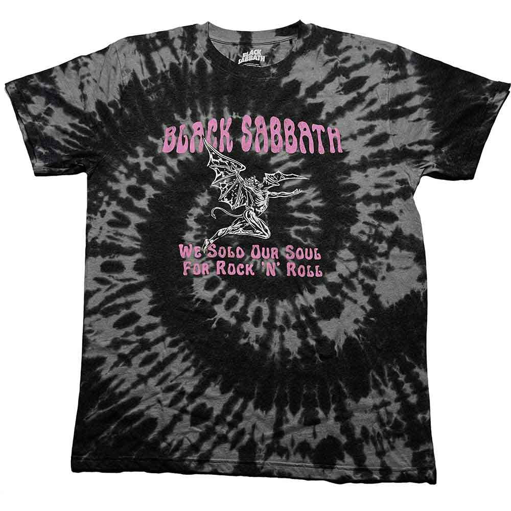 Black t-shirt with white text: “We Sold Our Soul For Rock N’ Roll”.