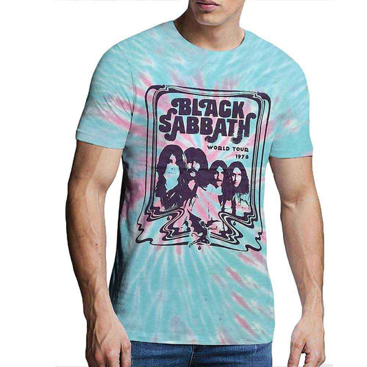 Black Sabbath tour t-shirt, dip-dye effect, large size, 1978 design.