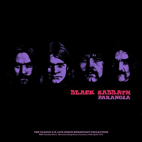 Black Sabbath album cover: four shadowed faces in purple, text “Paranoia”.