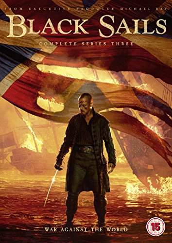 DVD cover showing a pirate standing before a burning ship and a tattered flag.