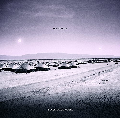 CD cover: a refugee camp landscape under a pale sky.