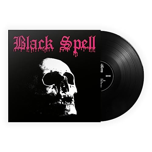 Black Spell vinyl record with skull illustration and dripping pink text.