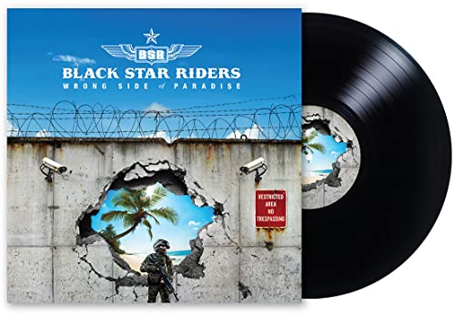 Black Star Riders vinyl record with barbed wire, palm trees, and a soldier.