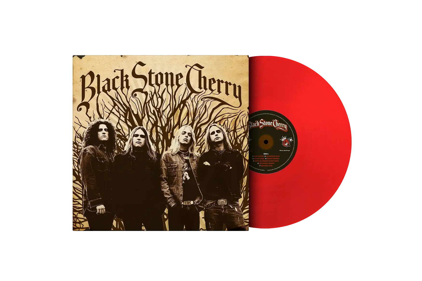 Black Stone Cherry vinyl record with band image and red disc.