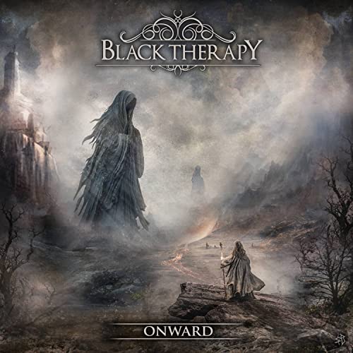CD cover for "Onward" by Black Therapy, featuring a ghostly figure in a landscape.