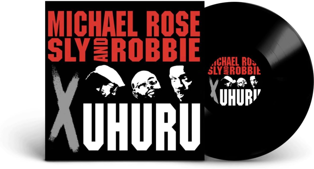 Black vinyl record with album cover featuring portraits and text.