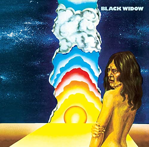 Album cover for Black Widow featuring a man and colorful, swirling smoke.