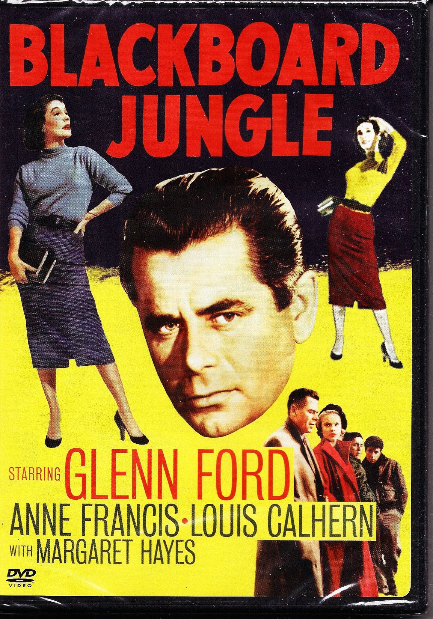 Blackboard Jungle" DVD cover featuring Glenn Ford and Anne Francis in a classroom scene.