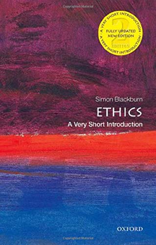 Book cover for Ethics: A Very Short Introduction by Simon Blackburn with abstract art.
