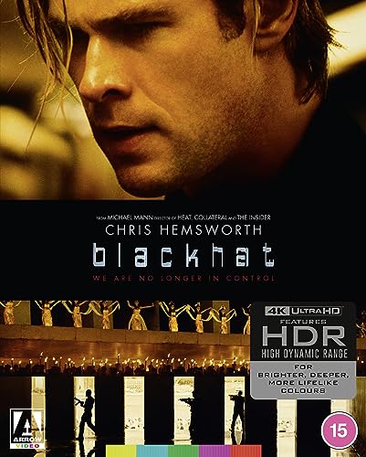 Blackhat 4K Ultra HD Blu-ray cover featuring Chris Hemsworth and a night scene.