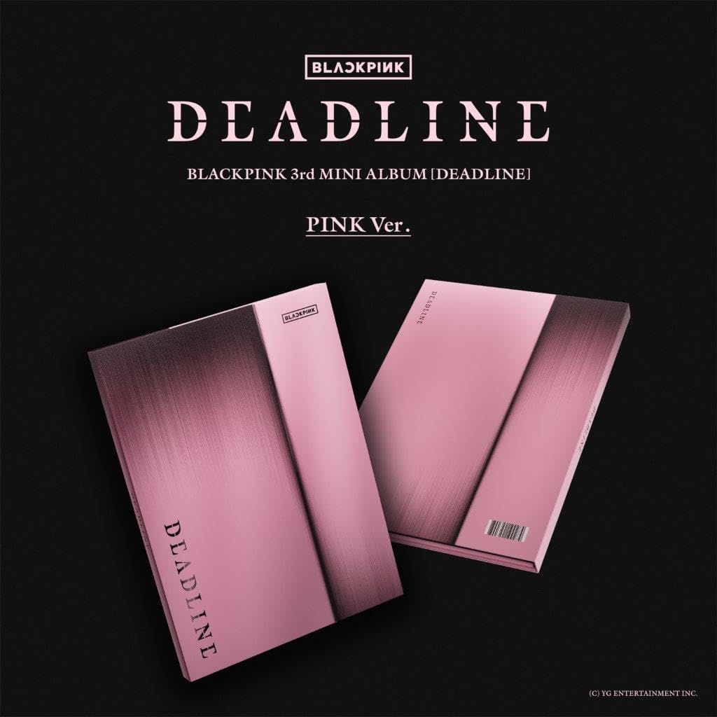 BLACKPINK “DEADLINE” Pink Ver. CD album cover with stacked cases.