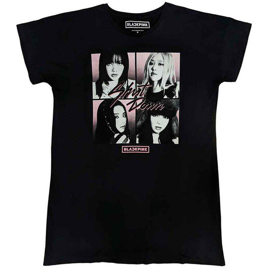 Black nightdress with a photo grid featuring the K-pop group Blackpink.