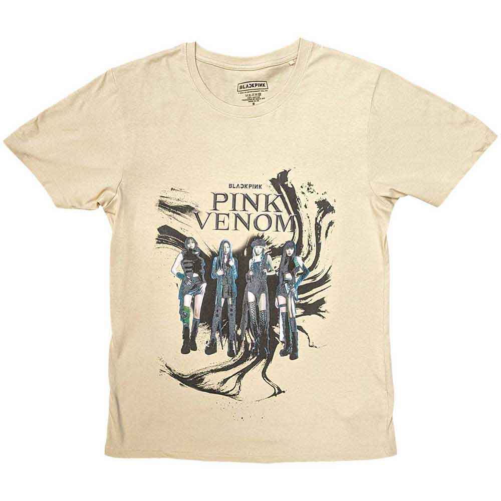 BlackPink T-shirt, medium size, with pink and black "Pink Venom" oil stroke design.