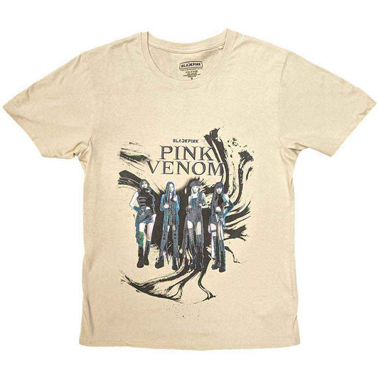 BlackPink T-shirt, medium size, with pink and black "Pink Venom" oil stroke design.