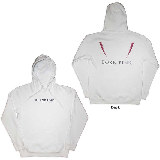 Black unisex hoodie with "Born Pink" design on the back, size medium.