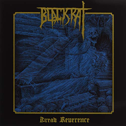 "Album cover art with a blue-toned skeleton and skulls on a black background."