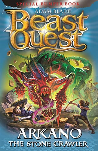 Book cover depicting a red and green stone monster, a hero, and a fallen knight.