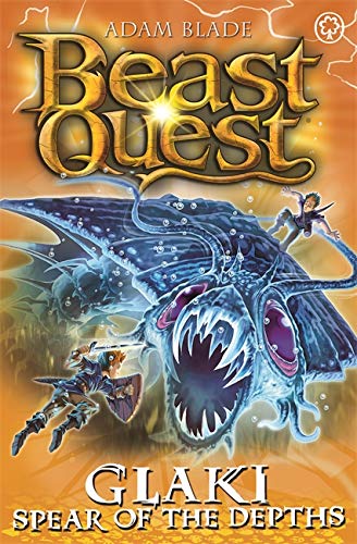 Book cover: boy fighting a large, blue sea monster underwater.