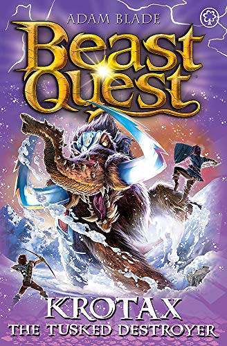 Book cover featuring a fierce, tusked beast and a young hero.