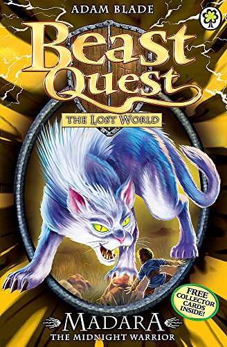 Book cover: a blue, snarling beast and a boy in a dark landscape.
