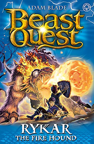 Book cover depicting a boy fighting a large, fiery canine creature.