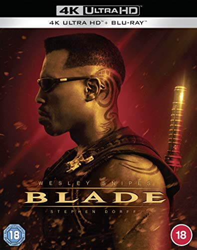 Blade Blu-ray cover featuring Wesley Snipes in profile, holding a sword.
