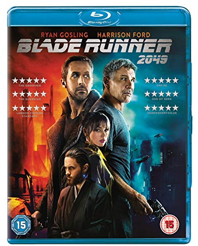 Blade Runner 2049 Blu-ray cover featuring Ryan Gosling and Harrison Ford.