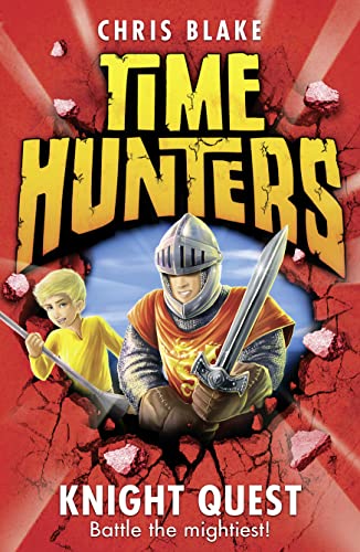 Book cover: knight and boy emerging from a cracked, red wall.