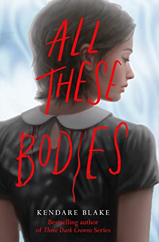 Book cover: young woman with red text resembling blood drips.