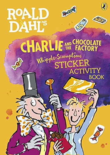 Cover of Charlie and the Chocolate Factory sticker activity book featuring Willy Wonka and Charlie.