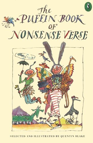 Book cover with whimsical illustrated characters and title "The Puffin Book of Nonsense Verse".