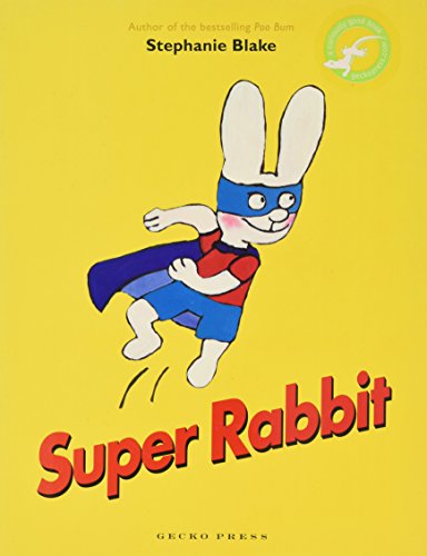 Yellow book cover featuring a cartoon rabbit wearing a superhero costume.