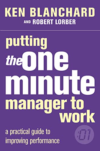 Book cover: "Putting the One Minute Manager to Work" with purple and white text.