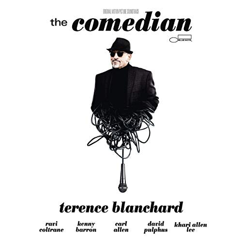CD cover for Terence Blanchard’s “The Comedian” featuring a man with a microphone.