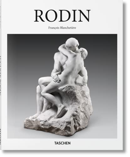 Book cover titled Rodin featuring a white sculpture of two embracing figures on rock.