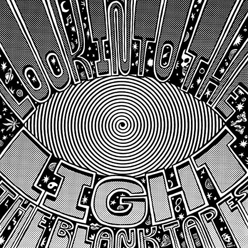 Black and white album cover with swirling lines and text elements.