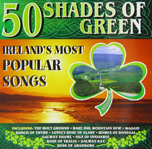 "CD cover with shamrock and Irish landscape, titled '50 Shades of Green'."