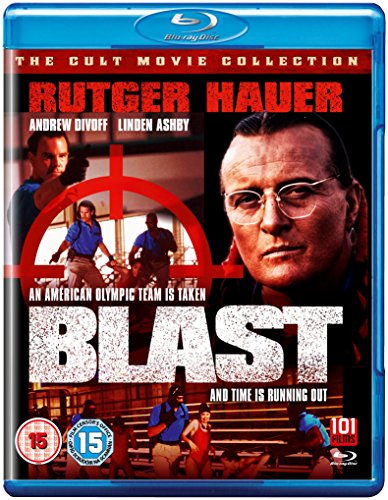 Blu-ray cover for the film Blast featuring Rutger Hauer and action scenes.