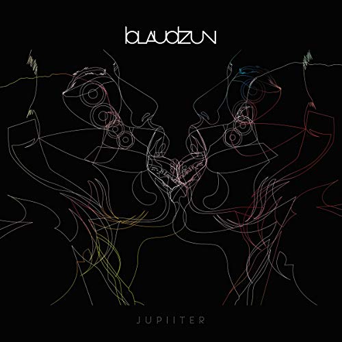 Album cover featuring abstract line art of two faces on a black background.