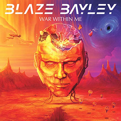 "Blaze Bayley CD cover featuring a surreal, futuristic illustration of a man's head."