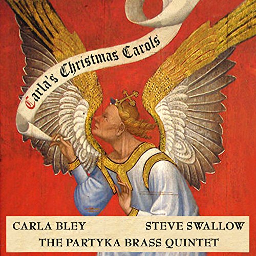 CD cover: angel playing a horn, red background, "Carla's Christmas Carols".