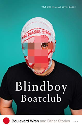 A man wearing a plastic bag over his head with a pixelated face.
