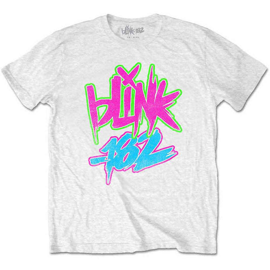 Neon pink Blink-182 logo t-shirt for a child aged 3-4 years.