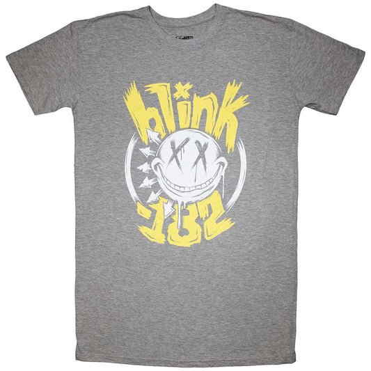 Blink-182 ladies’ large t-shirt dress with a smiling face graphic.
