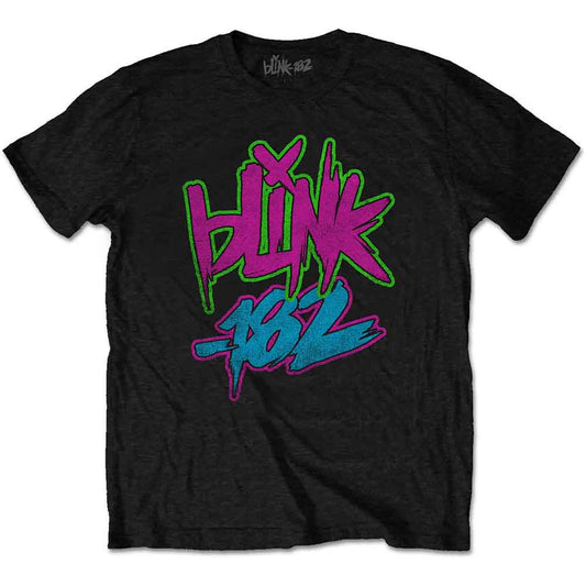 Black t-shirt with a neon pink Blink-182 logo, size XX-Large.