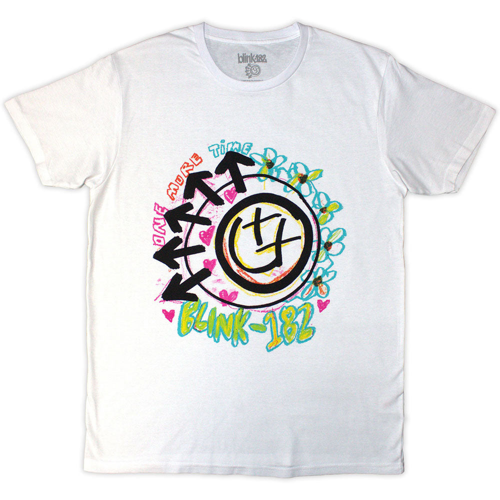 White unisex t-shirt featuring a Blink-182 graphic design.