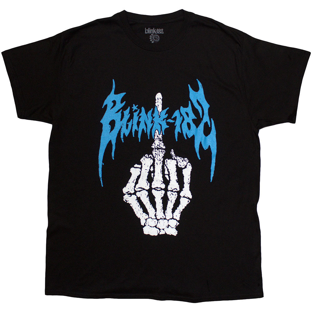 Black unisex X-Large t-shirt featuring a graphic of a hand giving the middle finger.