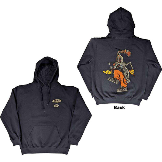 Dark hoodie with large Roger Rabbit back print, Blink-182 branding.