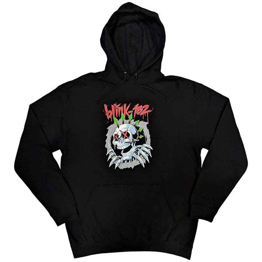 Black unisex pullover hoodie featuring a white six-arrow skull graphic on the front.