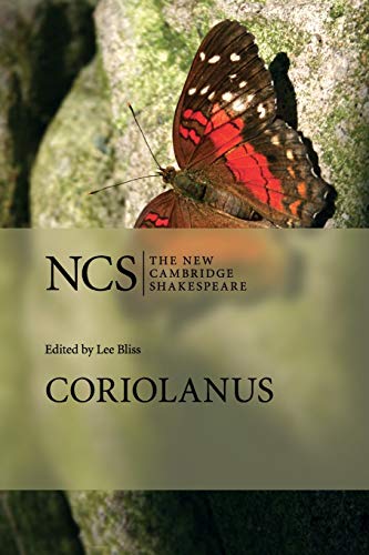 Book cover: “Coriolanus” with a butterfly image and text details.